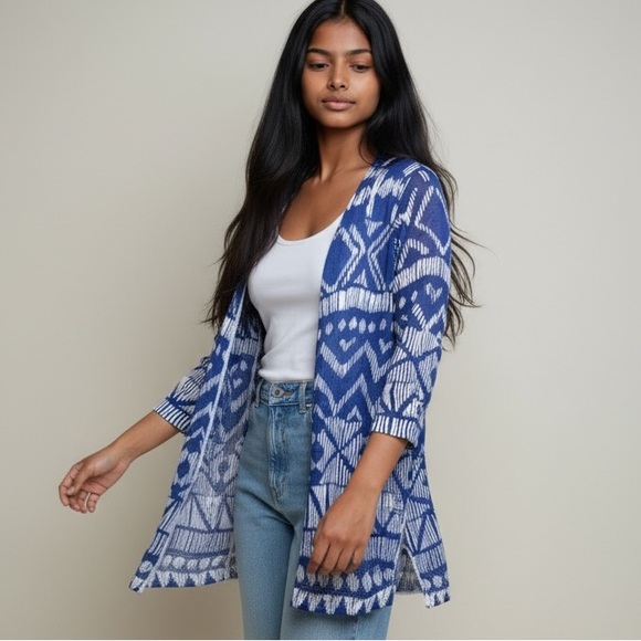 Chico's Sweaters - NWT CHICO TRIBAL DIAMOND NATALIE CARDIGAN SWEATER 3/4 SLEEVE SIZE 1 MSRP $99.00